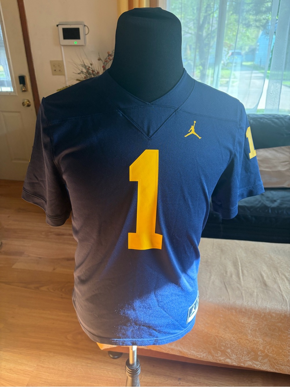 Jordan Boys University of Michigan Navy Blue Jersey with Yellow Number 1